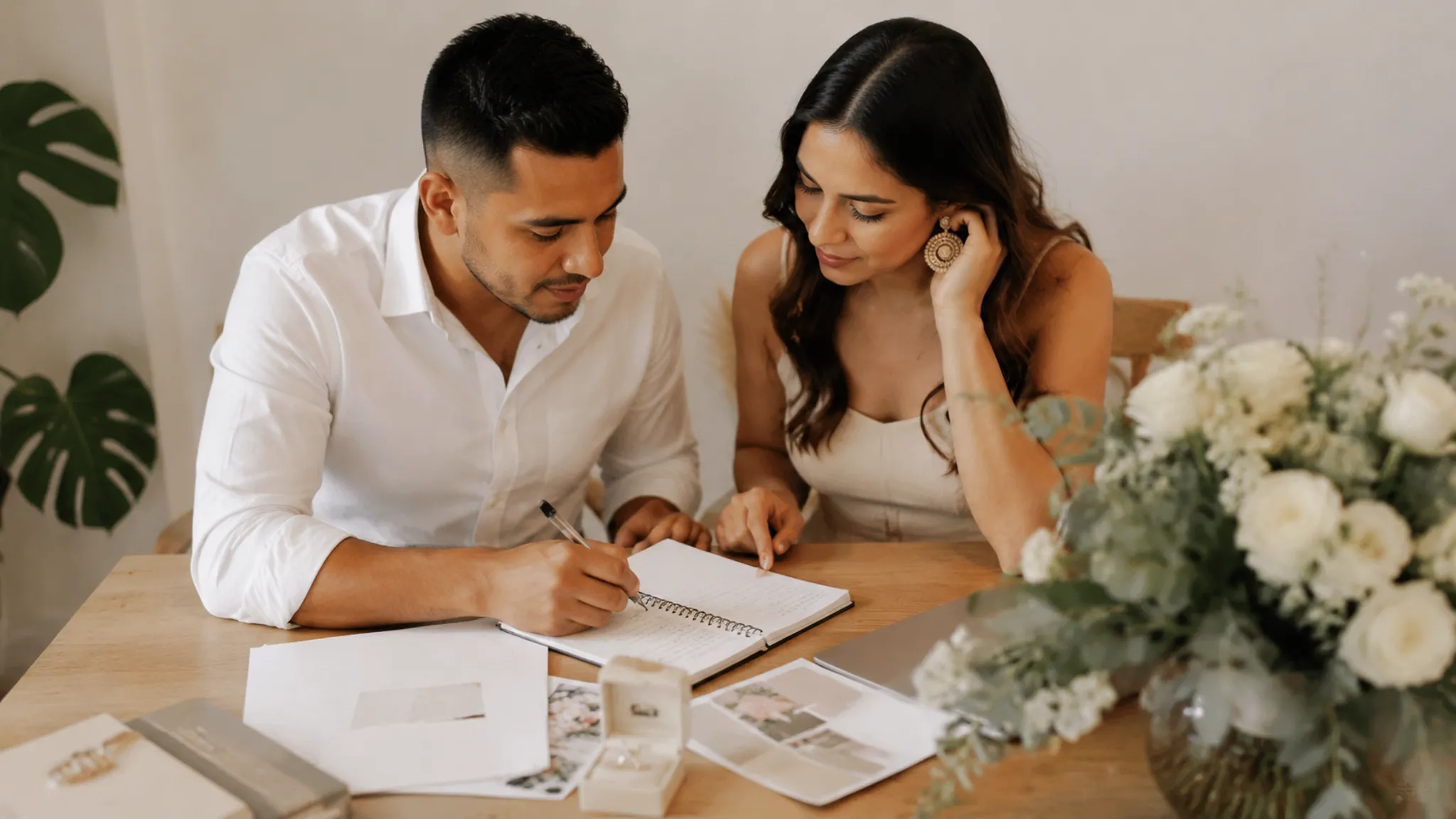 Couple organizing questions for a Colombian civil wedding with a notary