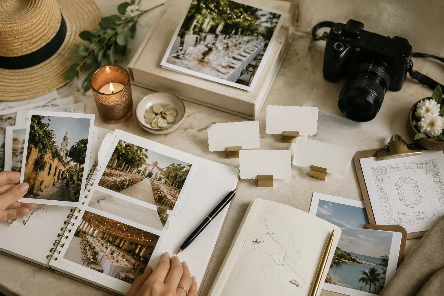 Wedding planning details for ceremony, reception, and guest transfers in Colombia
