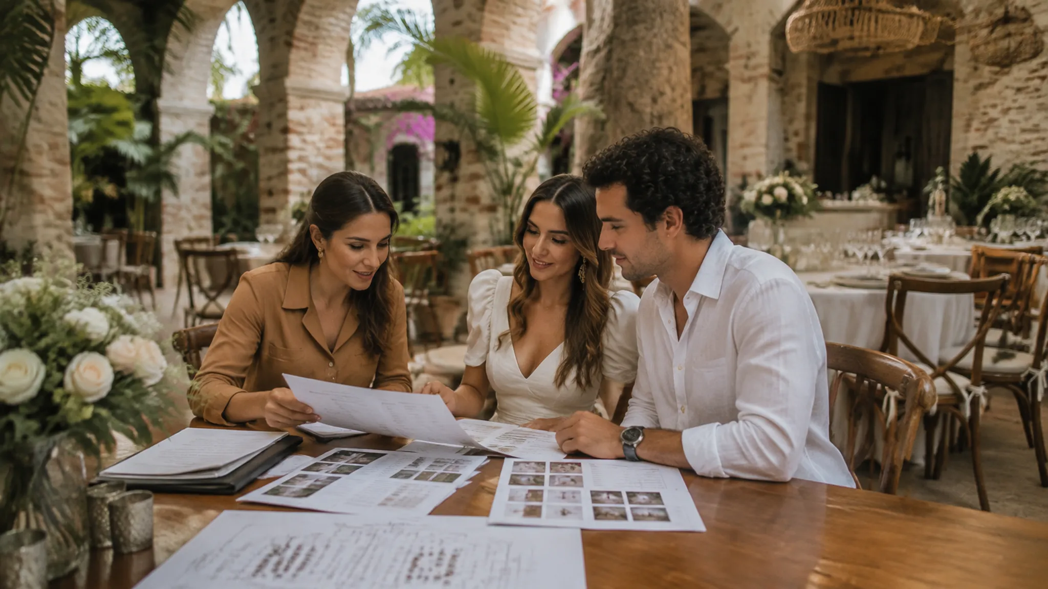 Wedding planner reviewing guest and vendor schedules